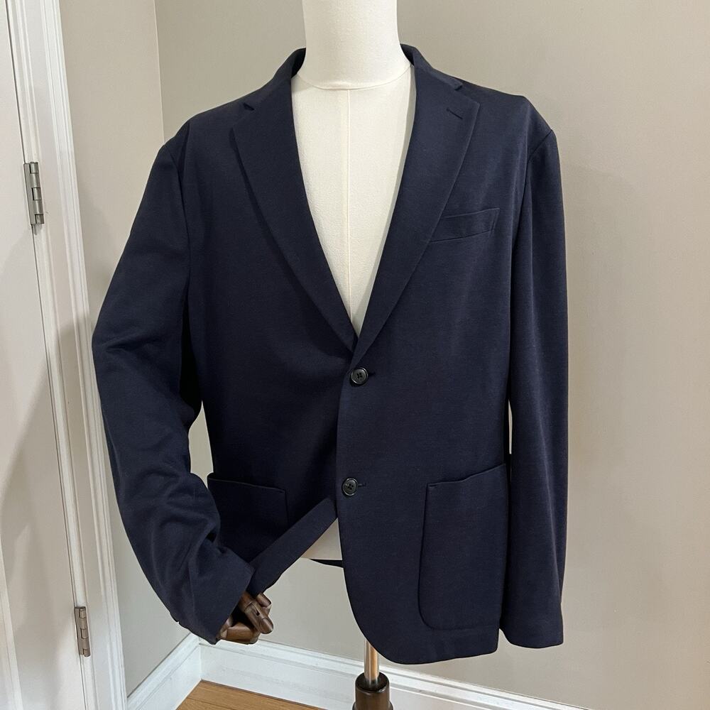 Uniqlo Blazer Jacket Men XL Navy Unstructured Sport Coat Stretch Performance